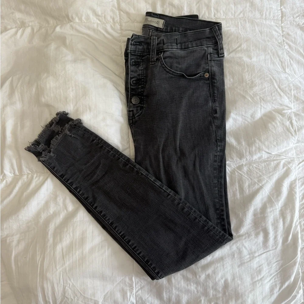 Madewell Dark Gray Ankle Jeans with Button Fly - Picture 1 of 3